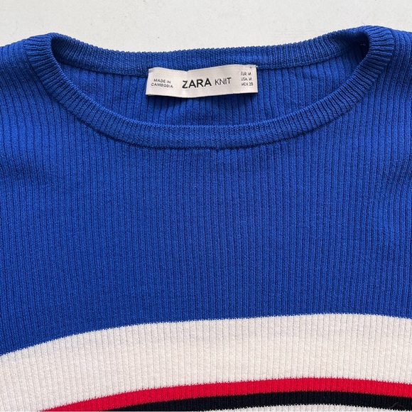 Zara Multicoloured Cropped Longsleeve Knit Size Medium - Picture 3 of 7